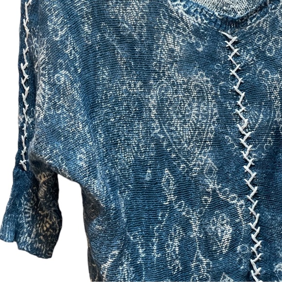SUNDANCE Women's Fia Sweater Blue Embroidered 3/4 Length Sleeve Size Medium - Picture 7 of 9